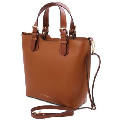 Tuscany Leather TL Bag Saffiano Leather Tote Cognac #6