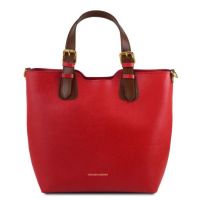Tuscany Leather TL Bag Saffiano Leather Tote Lipstick Red