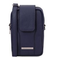 Tuscany Leather Soft Leather Cellphone Holder Mini Cross Bag Dark Blue