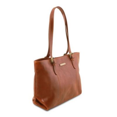 Tuscany Leather Annalisa Shopping Bag With Two Handles Honey #2