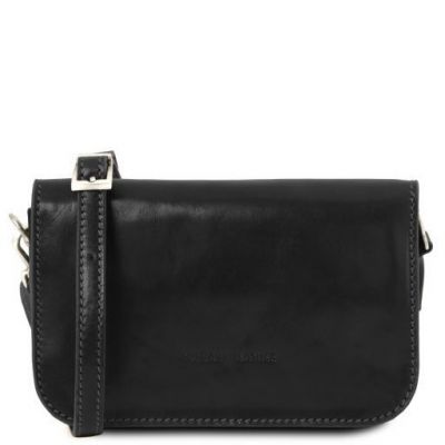 Tuscany Leather Carmen Leather Shoulder Bag With Flap Black