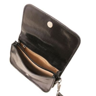 Tuscany Leather Carmen Leather Shoulder Bag With Flap Black #2