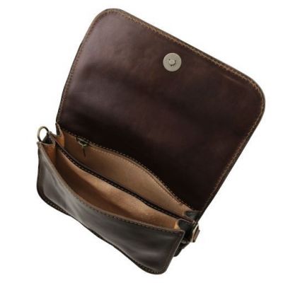 Tuscany Leather Carmen Leather Shoulder Bag With Flap Dark Brown #2