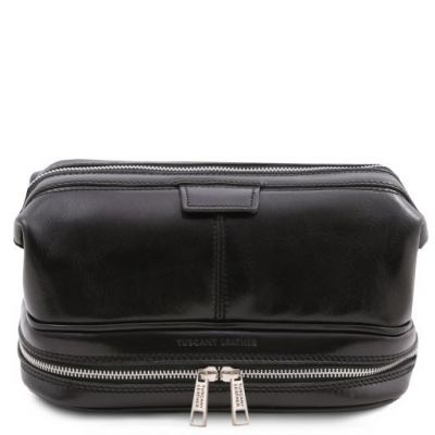 Tuscany Leather Patrick Leather Toilet Bag Black