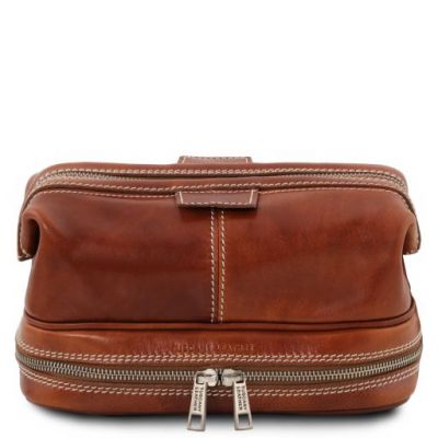 Tuscany Leather Patrick Leather Toilet Bag Honey