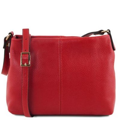 Tuscany Leather Soft Leather Shoulder Bag Lipstick Red