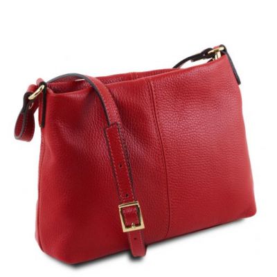 Tuscany Leather Soft Leather Shoulder Bag Lipstick Red #2