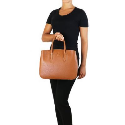 Tuscany Leather Camelia Leather Handbag Black #6