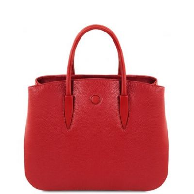 Tuscany Leather Camelia Leather Handbag Lipstick Red