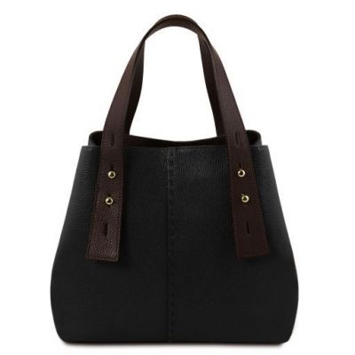 Tuscany Leather TL Bag Leather Shopping Bag Black