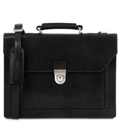 Tuscany Leather Cremona Briefcase 3 Compartments Black #1