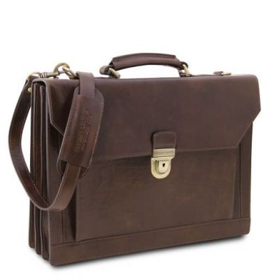 Tuscany Leather Cremona Briefcase 3 Compartments Brown #3