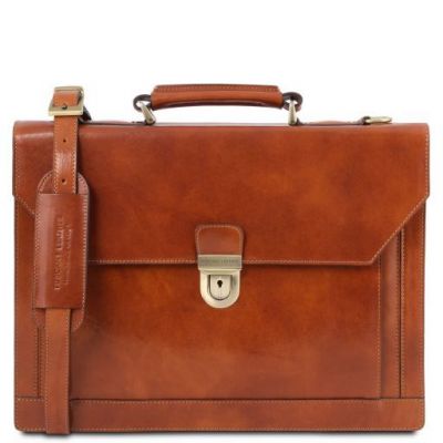 Tuscany Leather Cremona Briefcase 3 Compartments Honey #1