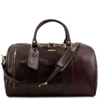 Tuscany Leather Voyager Travel Leather Duffle Bag Large Size Dark Brown