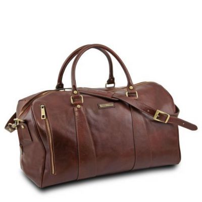 Tuscany Leather Voyager Travel Leather Duffle Bag Large Size Dark Brown #2