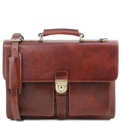 Tuscany Leather Assisi Dark Brown Leather Briefcase 3 Compartments #2