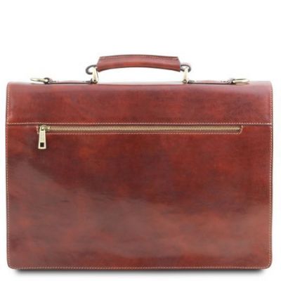 Tuscany Leather Assisi Dark Brown Leather Briefcase 3 Compartments #7