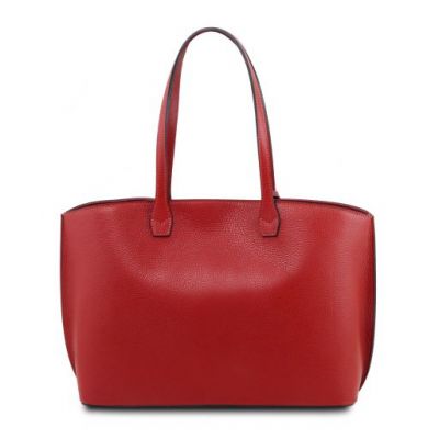 Tuscany Leather Shopping Bag Lipstick Red #3
