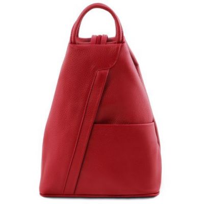Tuscany Leather Shanghai Leather Backpack Lipstick Red