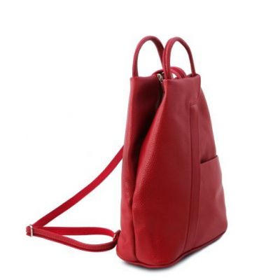 Tuscany Leather Shanghai Leather Backpack Lipstick Red #2