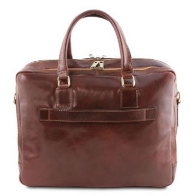 Tuscany Leather Urbino Leather Laptop Briefcase 2 Compartments With Front Pocket Honey #4