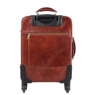 Tuscany Leather Voyager 4 Wheels Vertical Leather Trolley Brown #3