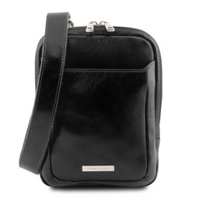 Tuscany Leather Mark Leather Crossbody Bag Black