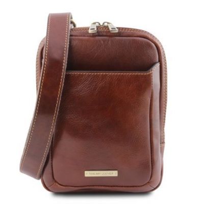 Tuscany Leather Mark Leather Crossbody Bag Brown #1
