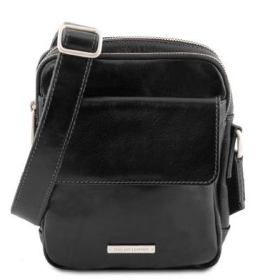 Tuscany Leather Larry Leather Crossbody Bag Black #1