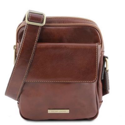 Tuscany Leather Larry Leather Crossbody Bag Brown #1