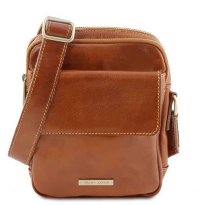 Tuscany Leather Larry Leather Crossbody Bag Honey