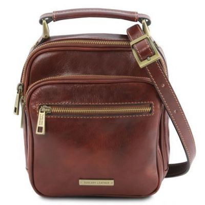 Tuscany Leather Paul Leather Crossbody Bag Brown #1