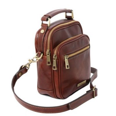 Tuscany Leather Paul Leather Crossbody Bag Brown #3