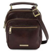 Tuscany Leather Paul Leather Crossbody Bag Dark Brown