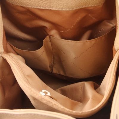 Tuscany Leather Keyluck Soft Leather Shopping Bag Champagne #5