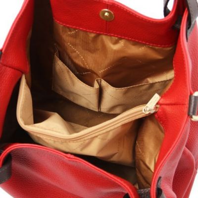 Tuscany Leather Keyluck Soft Leather Shopping Bag Lipstick Red #4