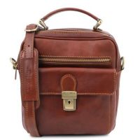 Tuscany Leather Brian Leather Shoulder Bag For Men Brown