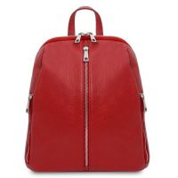 Tuscany Leather Soft Leather Backpack For Women Lipstick Red