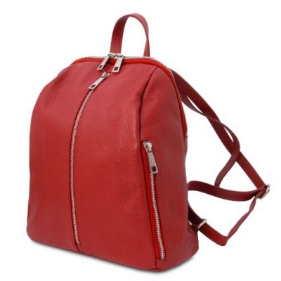 Tuscany Leather Soft Leather Backpack For Women Lipstick Red #2