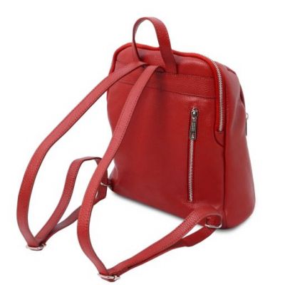 Tuscany Leather Soft Leather Backpack For Women Lipstick Red #3