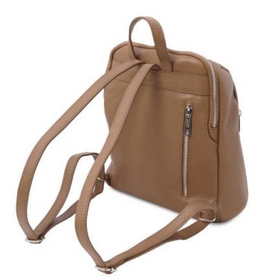 Tuscany Leather Soft Leather Backpack For Women Taupe #3