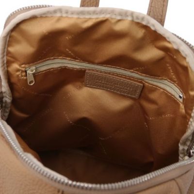 Tuscany Leather Soft Leather Backpack For Women Taupe #5