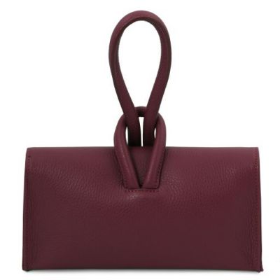 Italian Tuscany Leather Clutch Bag in Bordeaux, Handmade In Italy #3