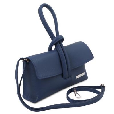 Italian Tuscany Leather Clutch Bag in Dark Blue, Handmade In Italy #2