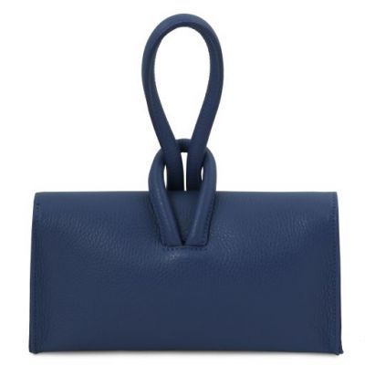 Italian Tuscany Leather Clutch Bag in Dark Blue, Handmade In Italy #3