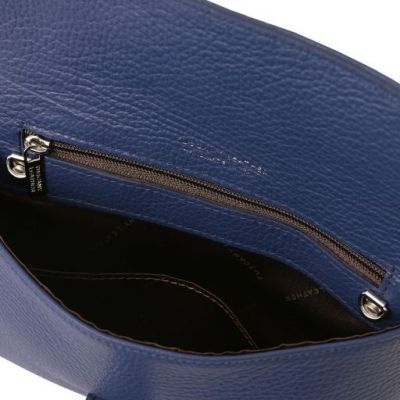Italian Tuscany Leather Clutch Bag in Dark Blue, Handmade In Italy #4