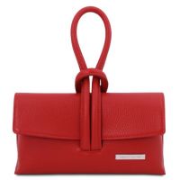 Italian Tuscany Leather Clutch Bag in Red, Handmade In Italy