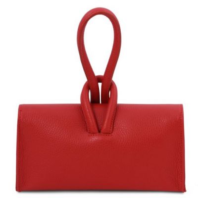 Italian Tuscany Leather Clutch Bag in Red, Handmade In Italy #3