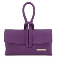 Italian Tuscany Leather Clutch Bag in Purple, Handmade In Italy