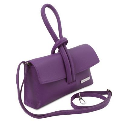 Italian Tuscany Leather Clutch Bag in Purple, Handmade In Italy #2